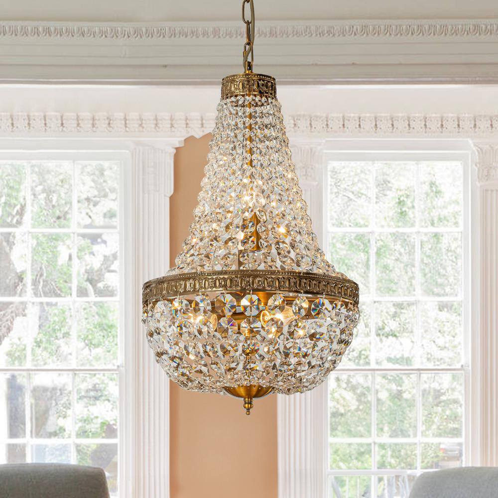 14 in. 5-Light Vintage Crystal Basket Chandelier French Country Decor in An