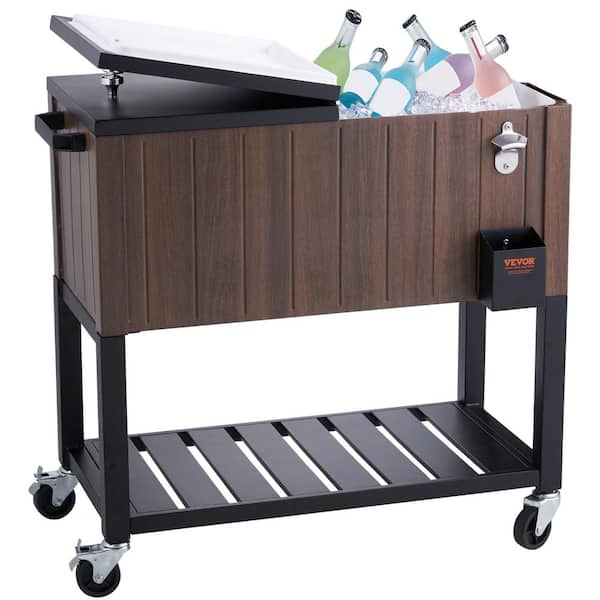 VEVOR Rolling Ice Chest Cooler Cart 80 qt. Portable Bar Drink Cooler, Beverage Bar Stand Up Cooler