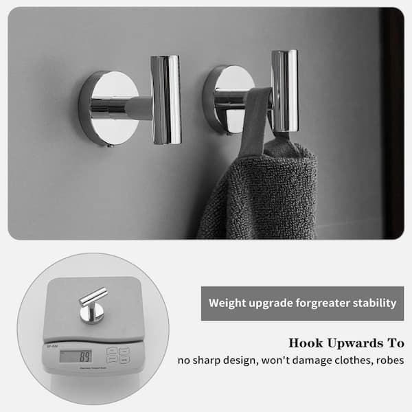 4-Piece Bath Hardware with Towel Bar Towel Rack Towel Hook and Toilet Paper Holder Set in Polished Chrome