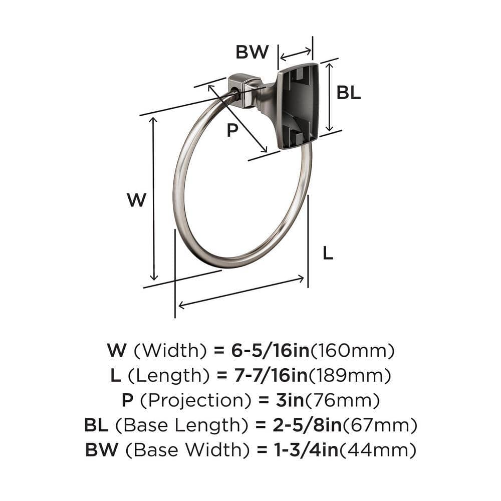 Brushed Nickel 7-7/16 Inch Wall Mounted Towel Ring