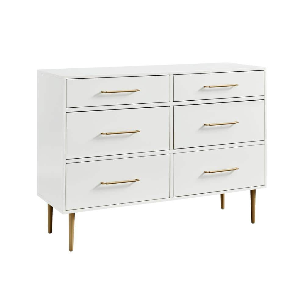 Linon Home Decor Sharie White 6-Drawer 50 in. Dresser THD02941 - The ...