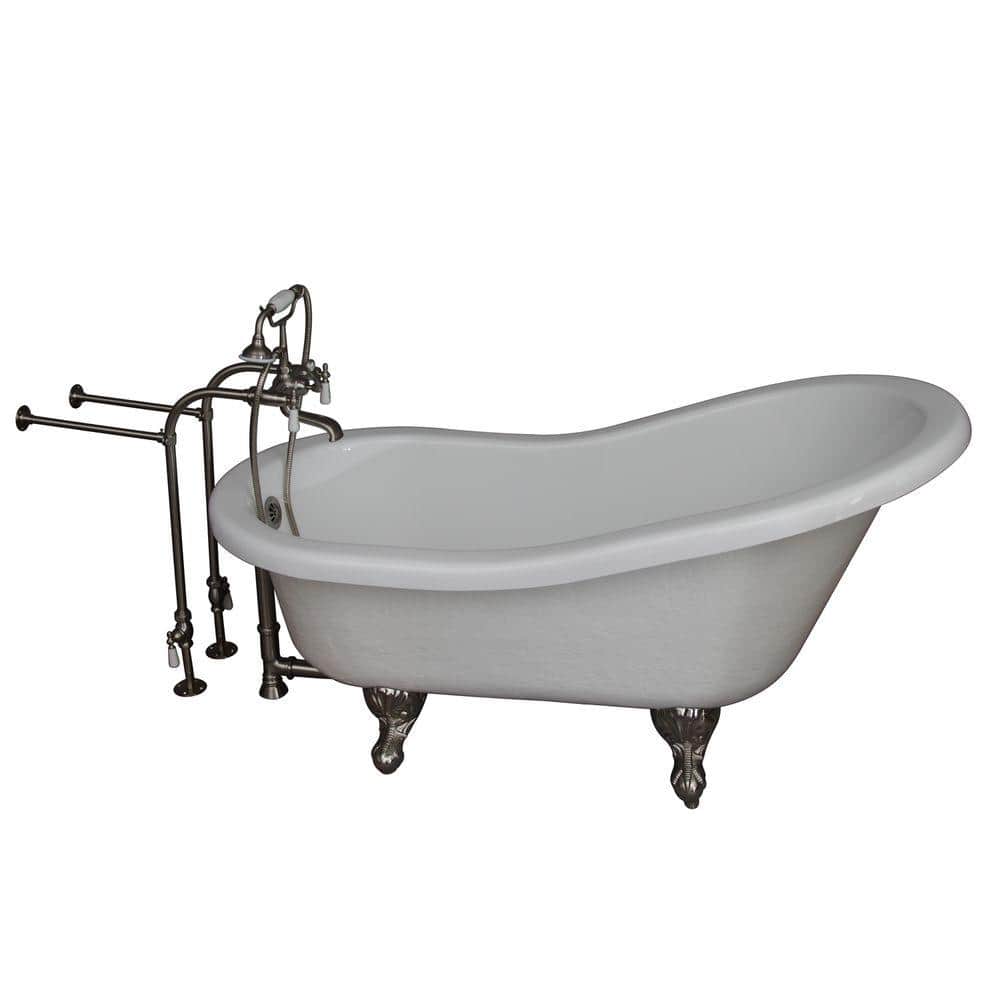 Elegant 60" Acrylic Clawfoot Soaker Tub with Traditional Elephant Spout