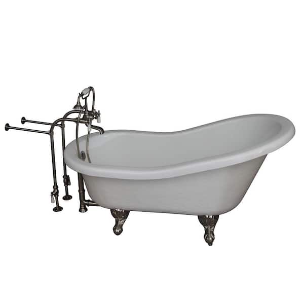 Barclay Products 5 ft. Acrylic Ball and Claw Feet Slipper Tub in White with Brushed Nickel Accessories
