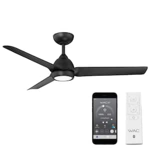 Mocha 54 in. Indoor/Outdoor Matte Black 3-Blade Smart Compatible Ceiling Fan with LED Light Kit and Remote Control