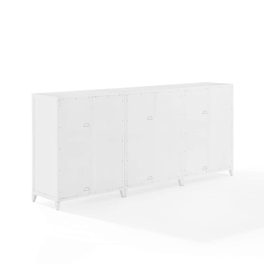 Milo 84" White Woven Entertainment Center with Cabinets