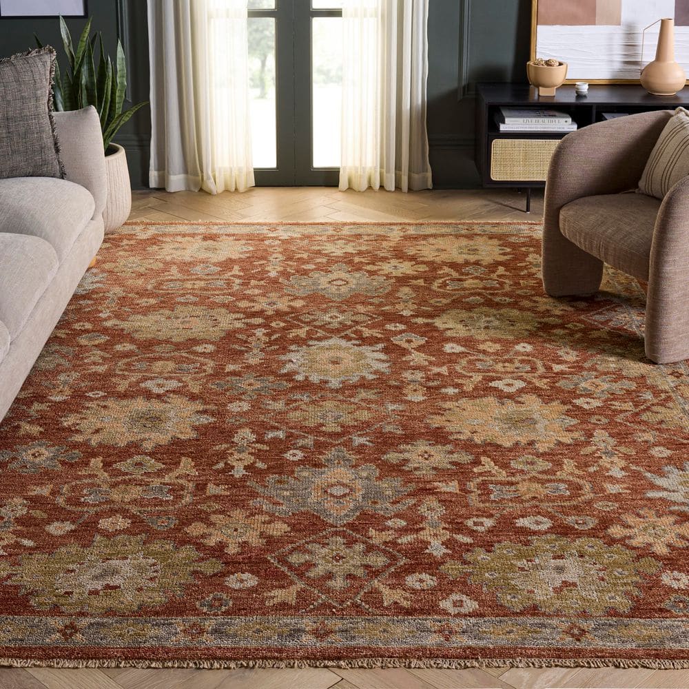 SAFAVIEH Samarkand 10 ft. x 14 ft. Rust/Gray Ornate Area Rug SRK115P-10 ...