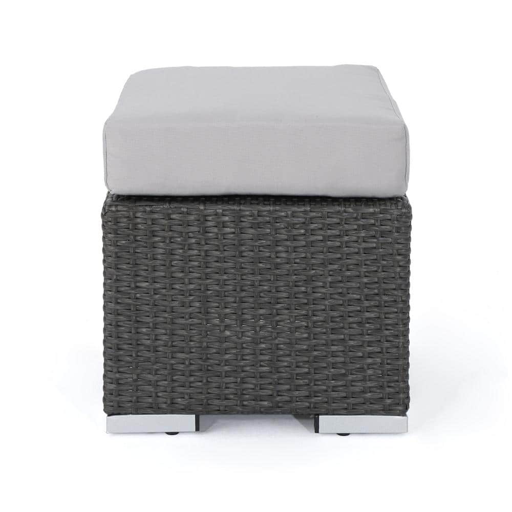 Gray Wicker Outdoor Patio Ottoman with Silver Cushion price history on PriceWatchPro