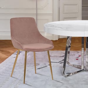 Heidi Contemporary Dining Chair in Gold Metal Finish and Pink Velvet