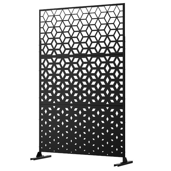 Dovelina 76 in. Galvanized Steel Garden Fence Outdoor Privacy Screen Garden Screen Panels Rhomb Pattern in Black