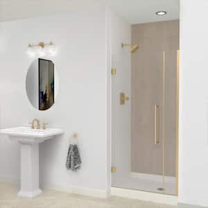Elizabeth 36.5 in. W x 76 in. H Hinged Frameless Shower Door in Champagne Bronze with Clear Glass