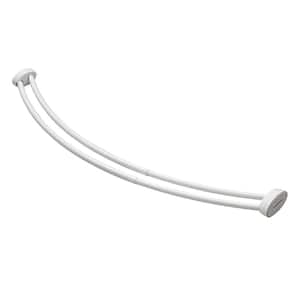 72 in. Aluminum Rustproof Double Curved Shower Curtain Rod, Adjustable from 45 in to 72 in, Wall Mounted in White
