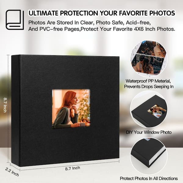 Afoxsos Leather Photo Album w/ Front Window, 240 Pockets, Writing