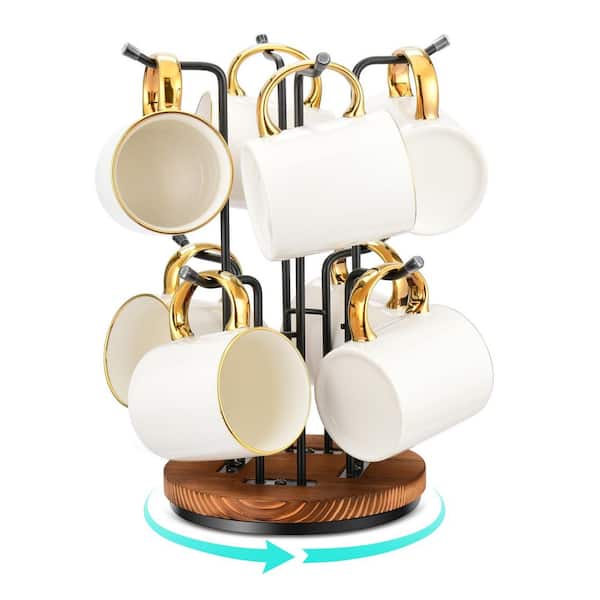 360° Rotating Mug Tree for Large Cups, Counter Coffee Mug Holder with 8 Hooks for Countertop