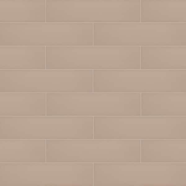 Unbranded Streamline Fawn Brown Glossy 4 in. x 16 in. Ceramic Wall Tile (10.39 sq. ft. / Case)
