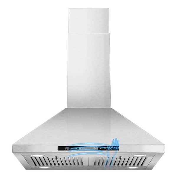 30" Island Range Hood 700 CFM Ceiling Mount Kitchen Vent Hood with Gesture/Touch Control, 3-Speed Fan & 4 LED Lights