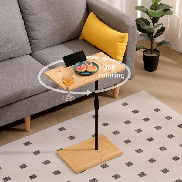 HOTEBIKE Rectangle Bamboo Metal Adjustable Height