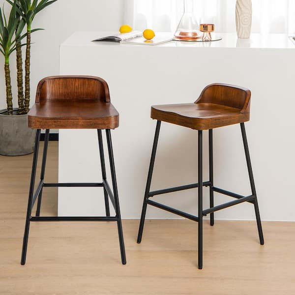 2PCS 28 in. Low-Back Bar Stool Industrial Counter Height Chair Stool
