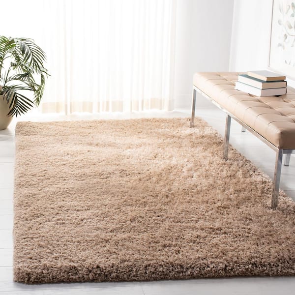 Supreme Shag Beige Doormat 3 ft. x 5 ft. Solid Area Rug