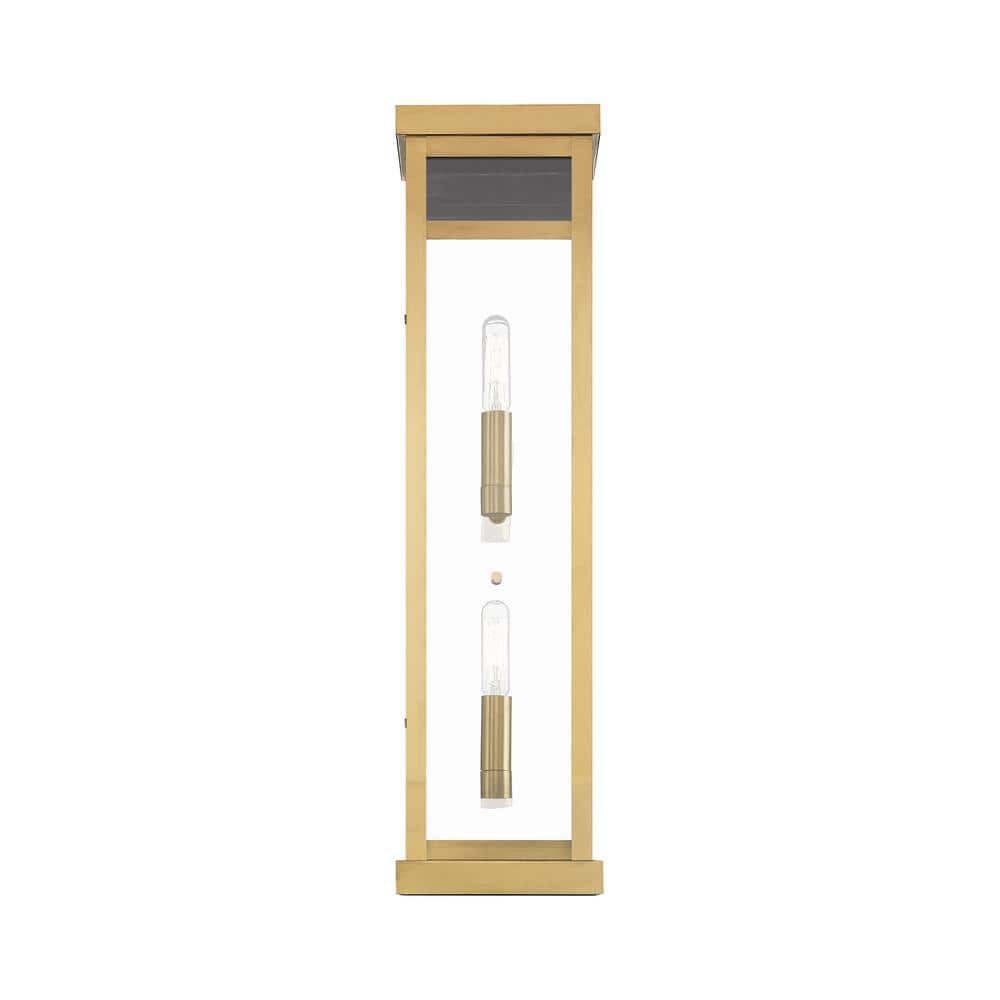 Elegant Antique Brass Dimmable Lantern Sconce with Clear Glass