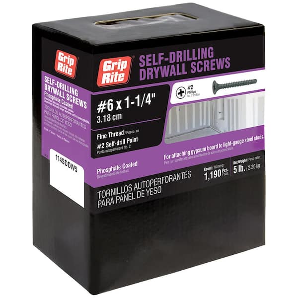 Grip-Rite #6 x 1-1/4 in. Phillips Bugle-Head Drywall Screws (5 lbs./Pack)