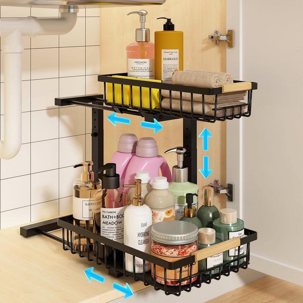 2-Tier Under Sink Organizer and Storage with Sliding Drawer, (1-Pack)