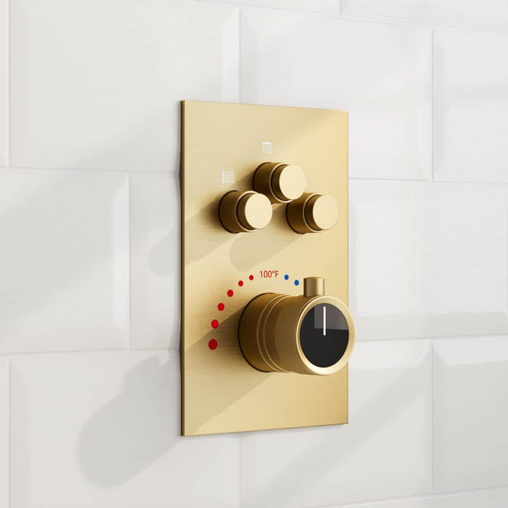 Grandjoy Brushed Gold Dual Shower Head System with Handheld Spray