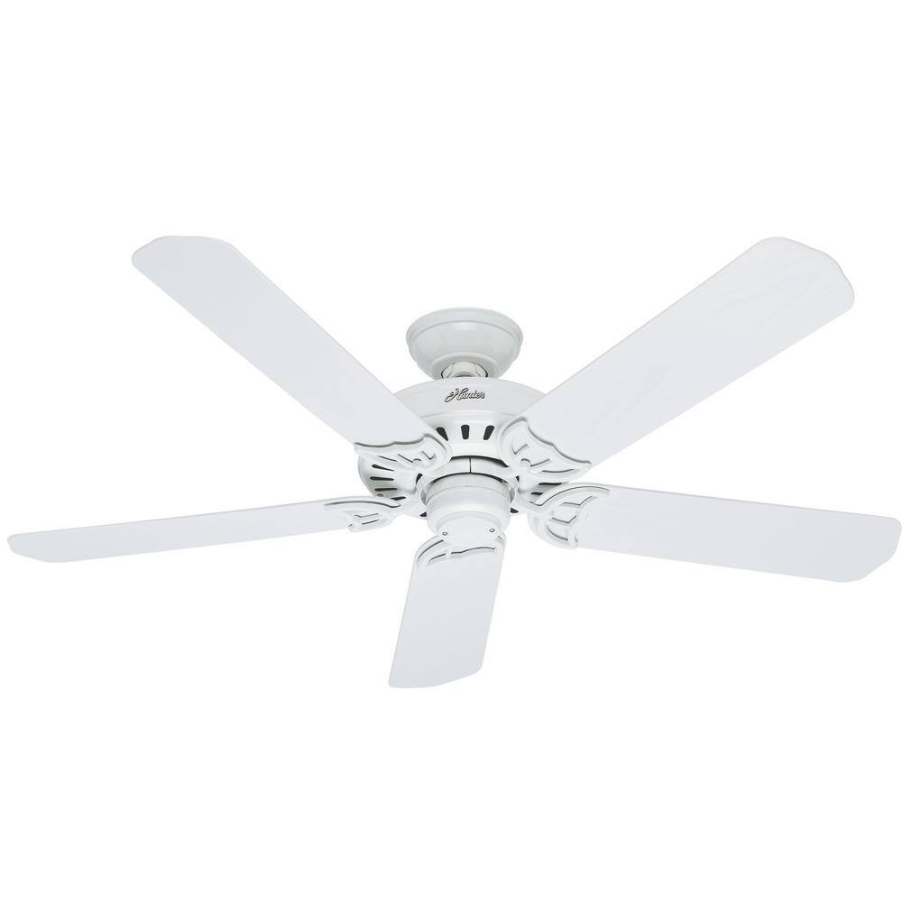 Hunter Bridgeport 52 in. Indoor/Outdoor White Damp Rated Ceiling Fan For Patios or Bedrooms 53125 Sansujyuku sansujyuku.com