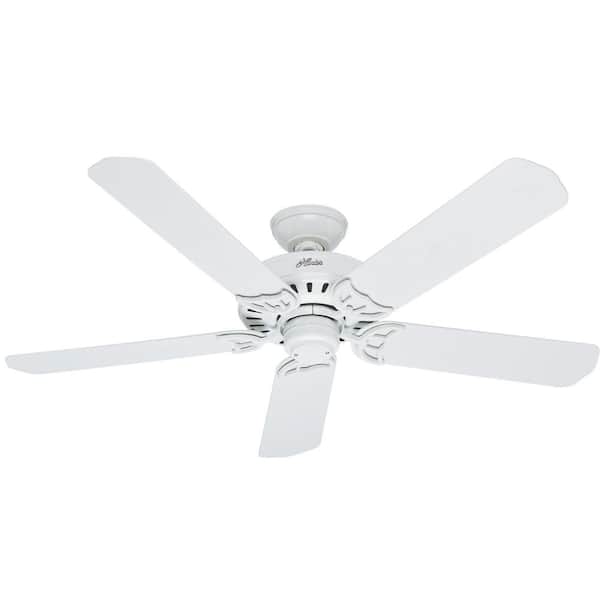 Hunter Bridgeport 52 in. Indoor/Outdoor White Damp Rated Ceiling Fan For Patios or Bedrooms