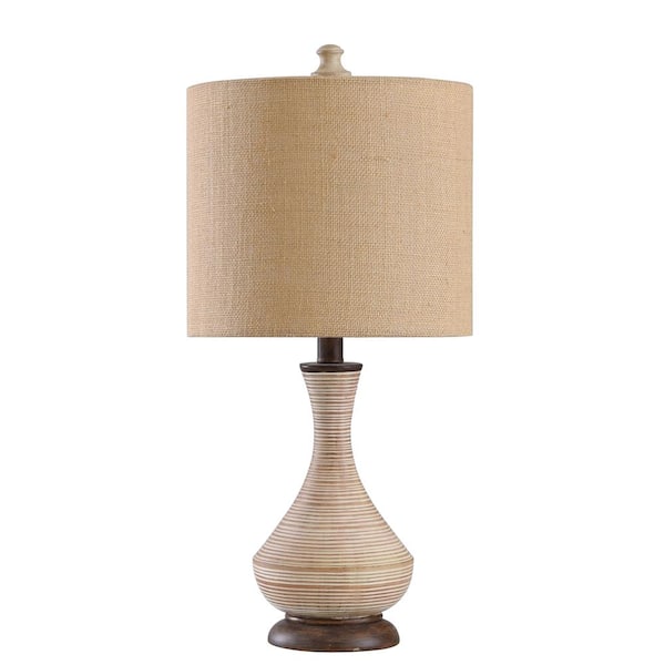 24 in. Natural Gray Table Lamp with Burlap Hardback Fabric Shade