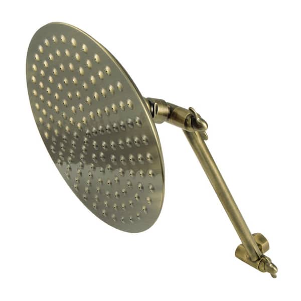 Shower Scape 1-Spray Pattern with 1.8 GPM 7-3/4 in. Wall Mount Rain Fixed Shower Head in Antique Brass