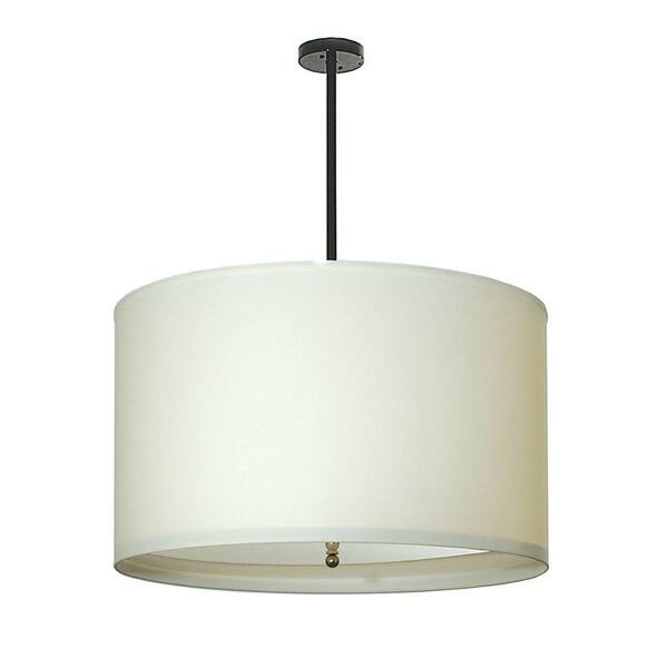 Illumine 4 Light Cilindro White Fabric Pendant Fabric Glass