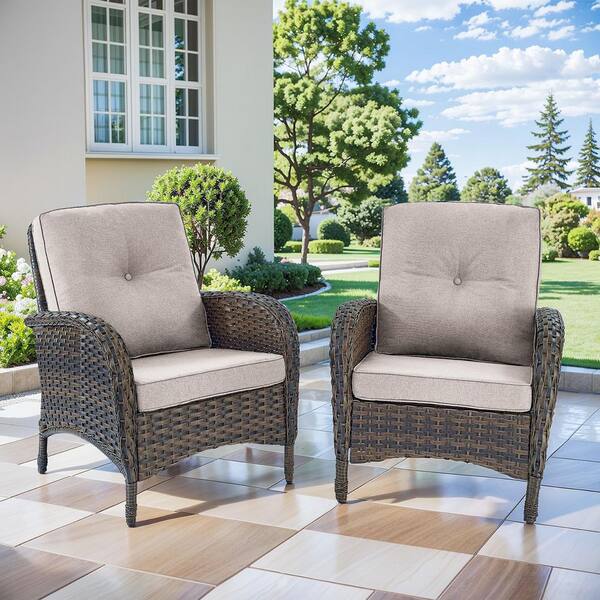Bellefurn Rotavia 2-Piece Brown Wicker Outdoor Lounge Chair All Weather ...