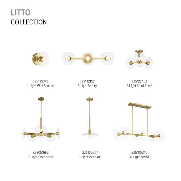 Designers Fountain - Litto 24 in. 3-Light Brushed Gold Retro Vanity Light with Clear Glass Shields