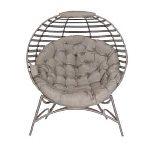 Cozy Modern Sand Tufted Metal Outdoor Lounge Chair with Sand Cushion