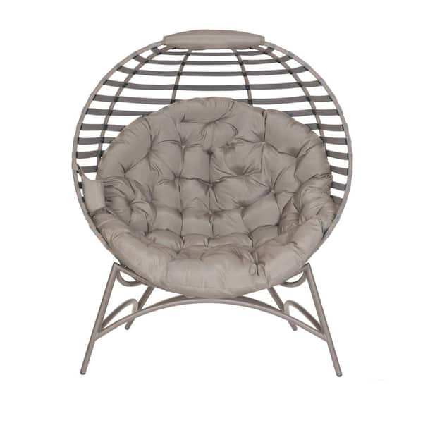 FlowerHouse Cozy Modern Sand Tufted Metal Outdoor Lounge Chair with Sand Cushion