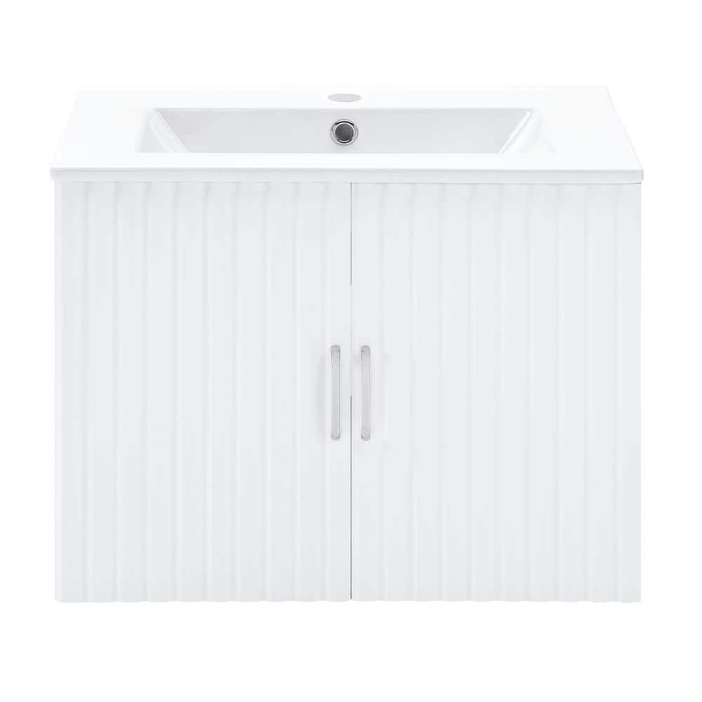Modern 24 in. W x 14 in. D x 18.7 in. H Floating Mounted Bath Vanity in Whi