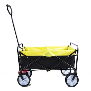 4 Cu. Ft. Black and Yellow Fabric and Steel Frame Outdoor Folding Utility Wagon Garden Cart with Brakes