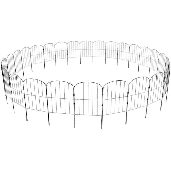 Laybus 28 Piece 24 in. x 30 ft. Black No Dig Fence Animal Barrier Fence, Steel Decorative Garden Fencing w/ 2 in. Spike Spacing