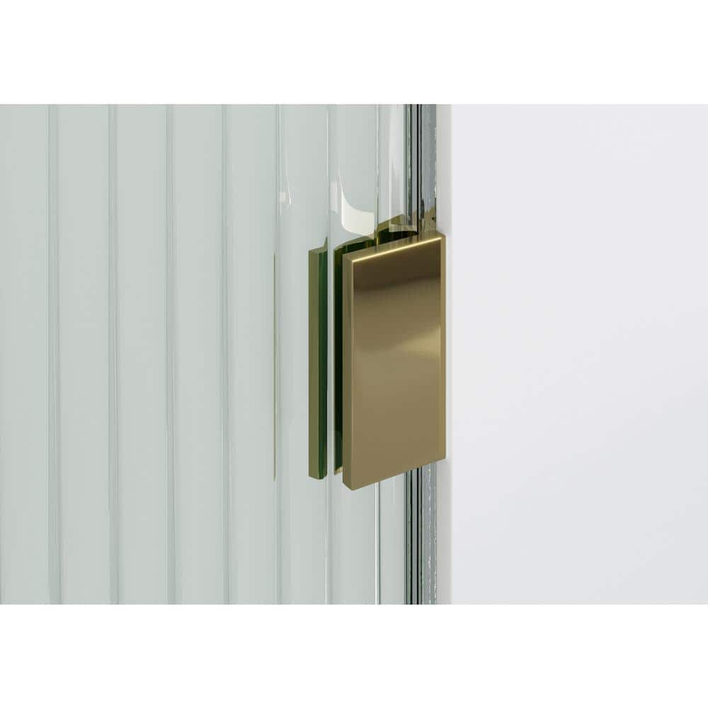 Gaia 30" x 78" Polished Brass Fluted Glass Frameless Shower Panel