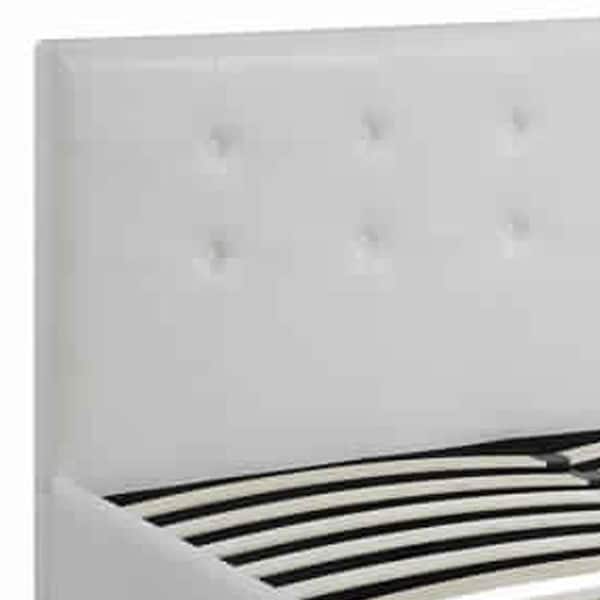 White Wooden Frame Queen Platform Bed with Drawer