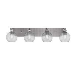 Albany 33.25 in. 4-Light Brushed Nickel Vanity Light with Smoke Bubble Glass Shades