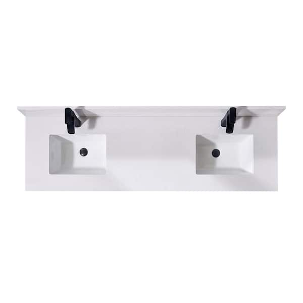 Altair Frosinone 73 in. W x 22 in. D x 0.80 in. H Composite Stone Vanity Top in Jazz White with Rectangular Double Basins
