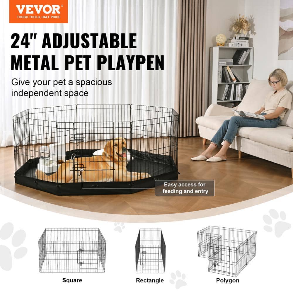 VEVOR 24" Foldable Metal Dog Playpen with Bottom Pad