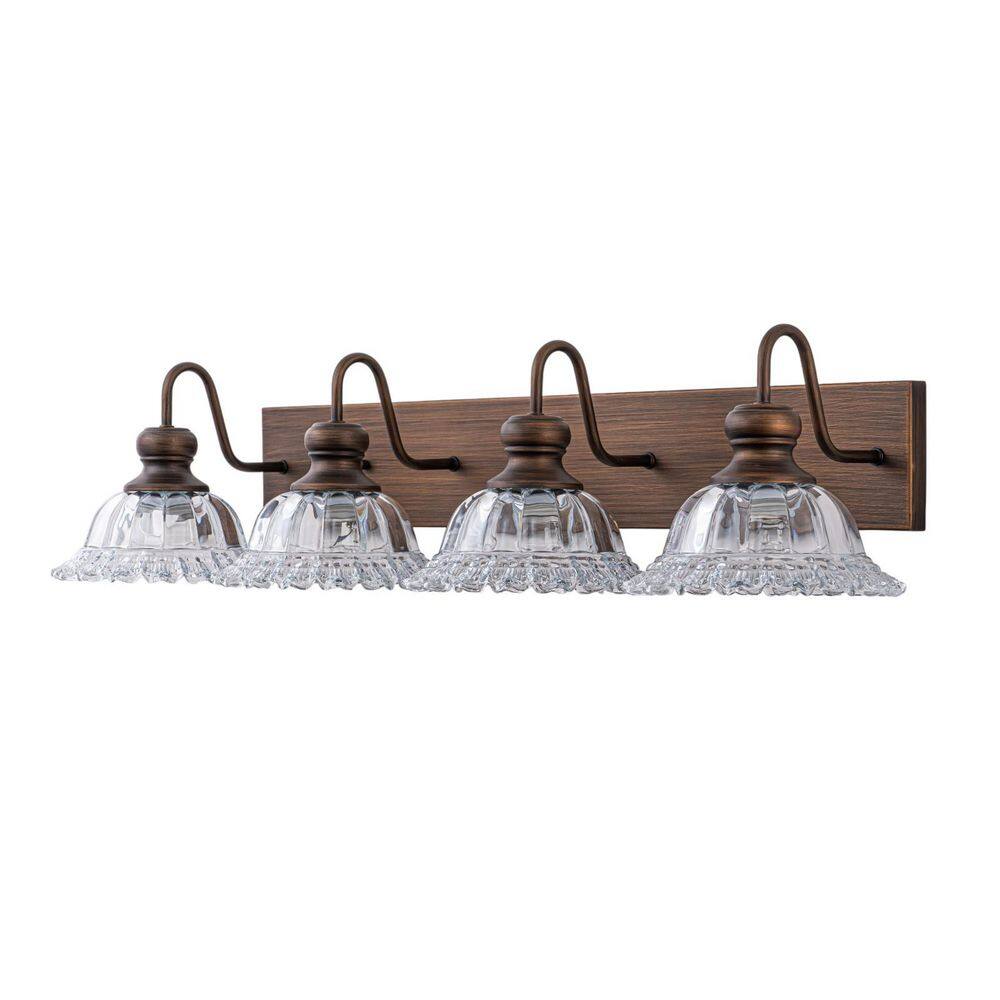 33.74 in. 4-Light Oil Rubbed Bronze Vintage Bathroom Vanity Light with Clear Flower Glass Shades price history on PriceWatchPro