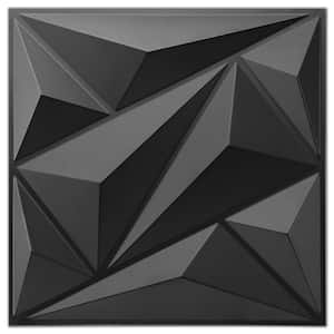 12 in. x 12 in. x 0.24 in. 3D PVC Wall Panel Diamond for Living Room Lobby Bedroom Hotel Office Wall Decor, Black