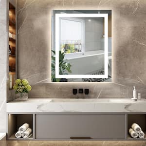 36 in. W x 30 in. H Rectangular Frameless Dimmable Anti-Fog Wall Bathroom Vanity Mirror in White
