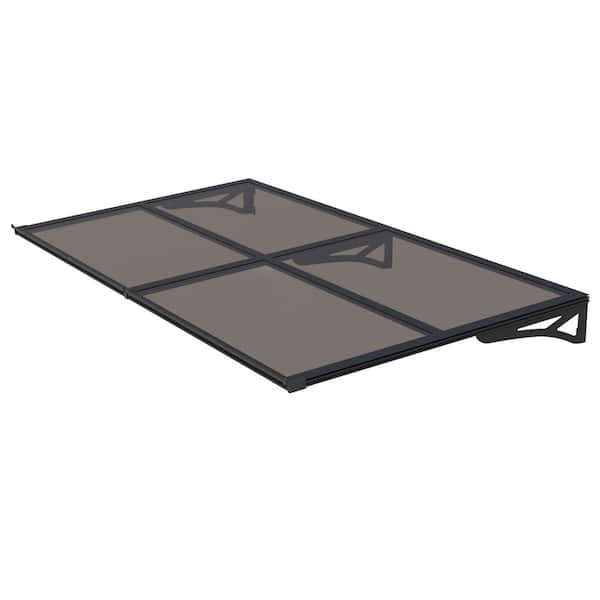94 in. PS Series Solid Polycarbonate Door and Window Fixed Awning (94 in. H x 35 in. D) Tinted with Steel Brackets