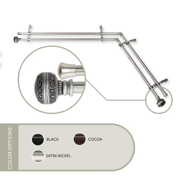 Rod Desyne Ornament Corner Window 120 in. - 170 in., 13/16 in. Dia Double Curtain Rod in Satin Nickel