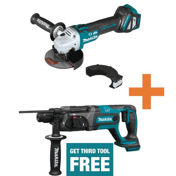 Makita 18V LXT Brushless 4-1/2 in./5 in. Cut-Off/Angle Grinder and 18V LXT 7/8 in. SDS-Plus Concrete/Masonry Roto Hammer Drill
