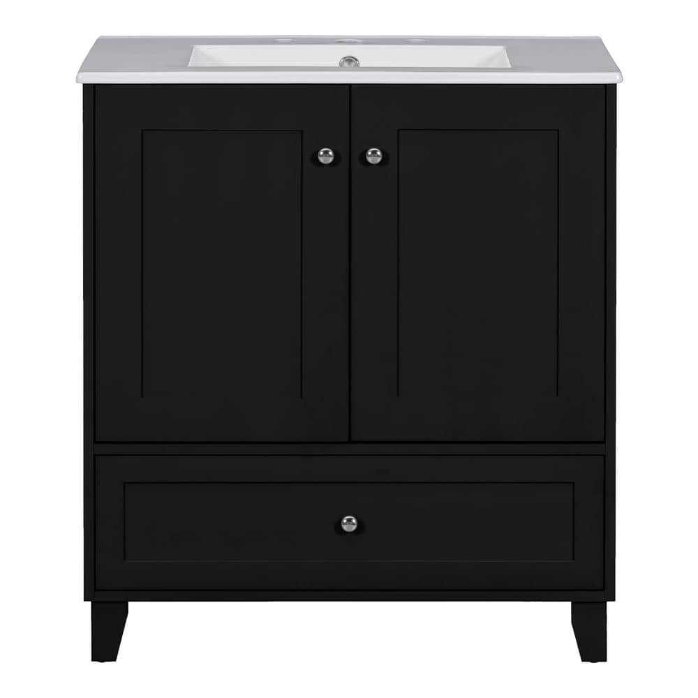 Single Sink Bathroom Vanity in Black with  30 in. W x 18 in. D x 34 in. H W